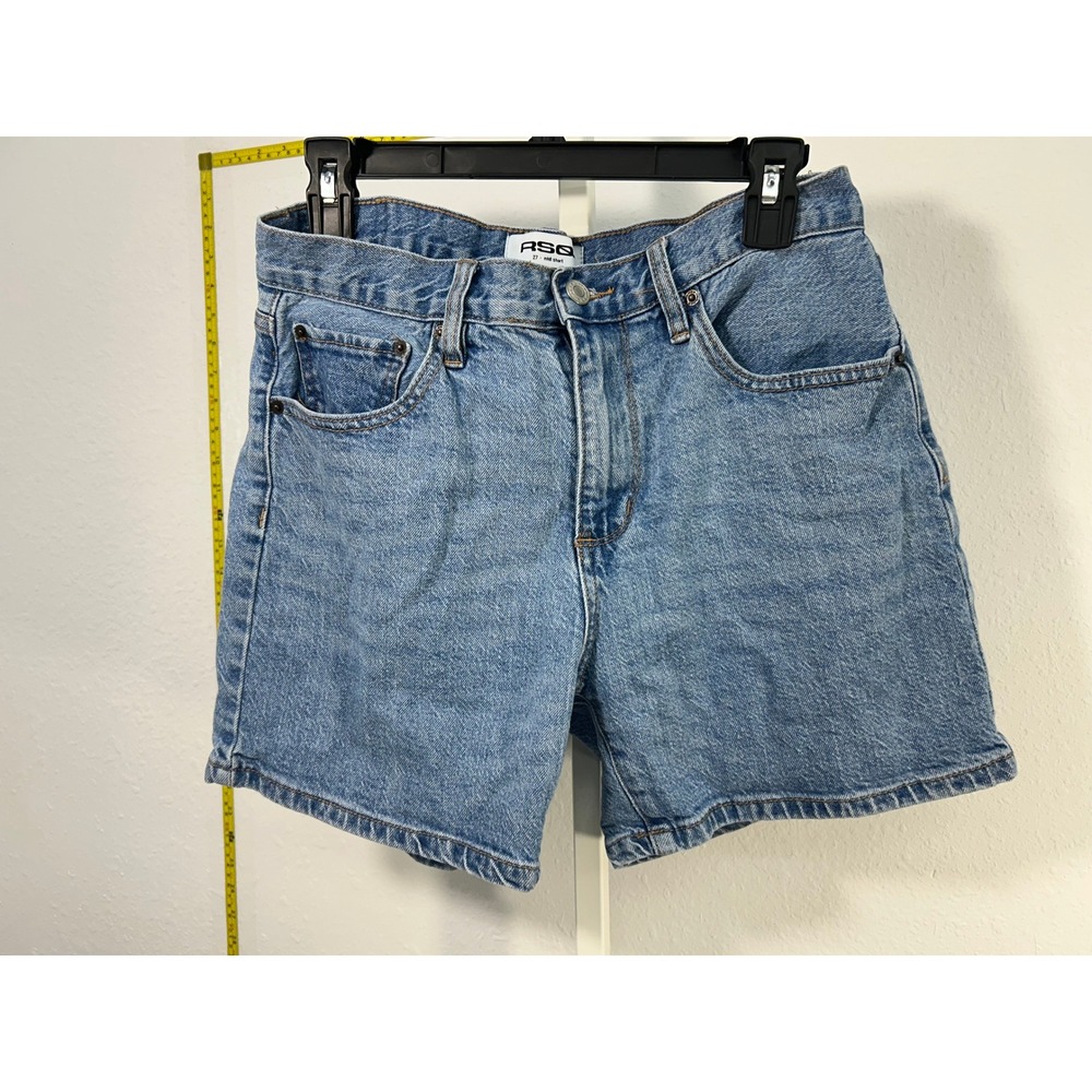 RSQ Womens Midi Denim Shorts Size 27 Blue High Rise Medium Wash Jean Shorts